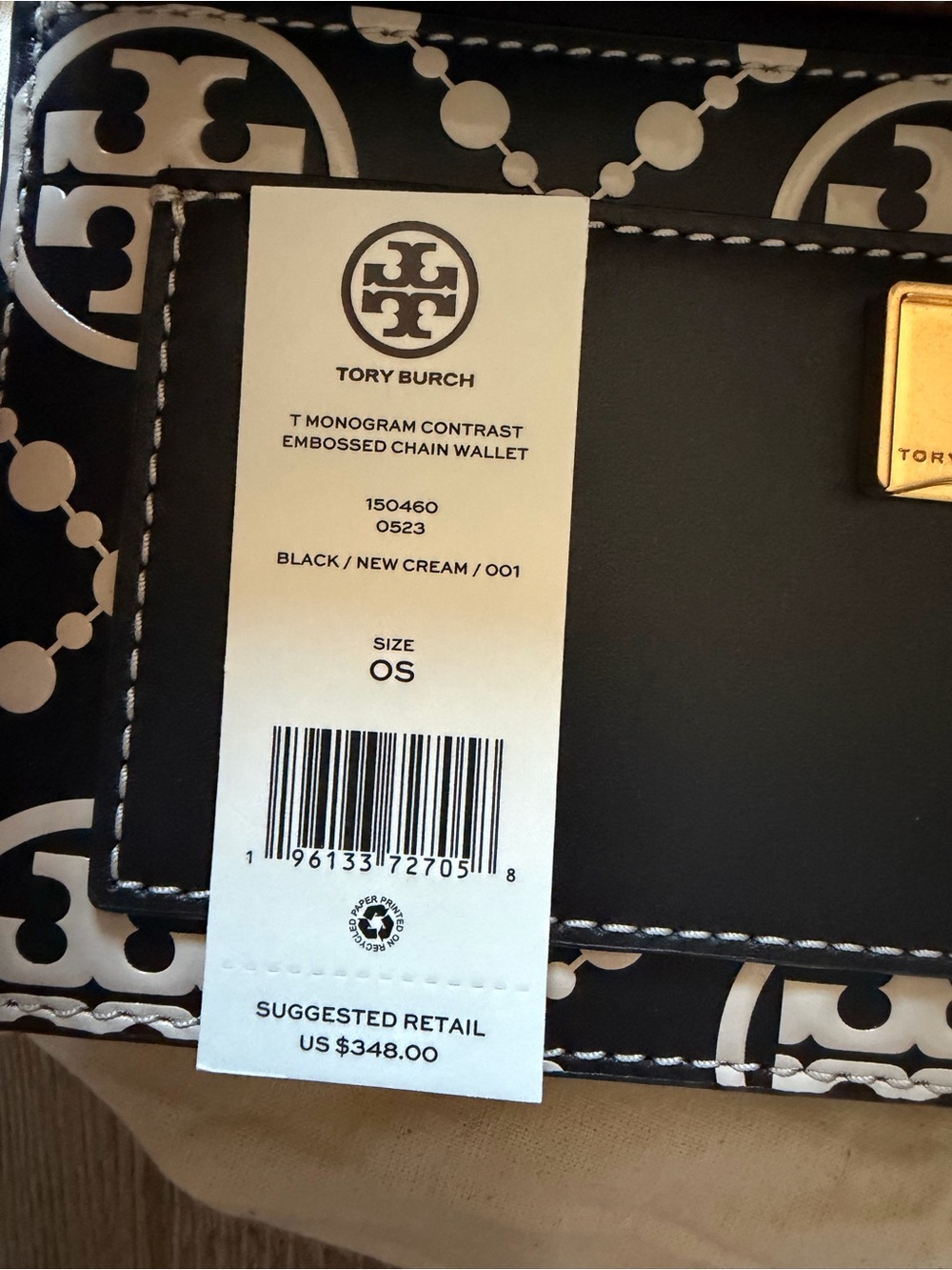 Tory Burch T Monogram Embossed Leather Wallet on Chain Crossbody contemporary - Picture 4 of 5